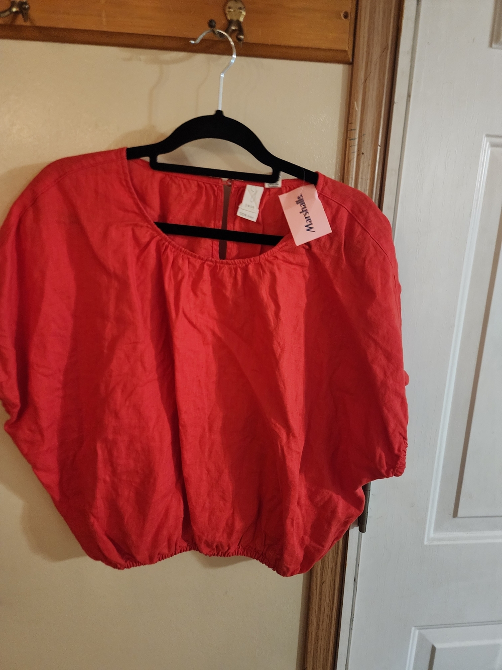 Joie Coral Red Short Sleeve Balloon Top Sz Xl